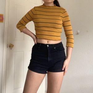 lettuce trim yellow and black striped top